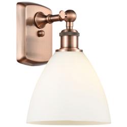 Bristol Glass 7.5" 8" Incandescent Sconce - Copper Finish - White