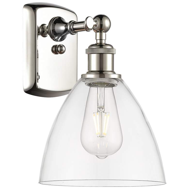 Image 1 Bristol Glass 7.5" 8" Incandescent Sconce - Nickel Finish - Clear