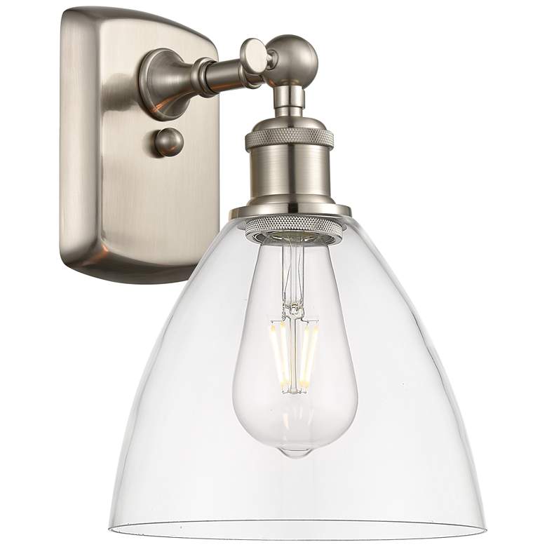 Image 1 Bristol Glass 7.5" 8" Incandescent Sconce - Nickel Finish - Clear