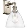 Bristol Glass 7.5" 8" Incandescent Sconce - Nickel Finish - Clear