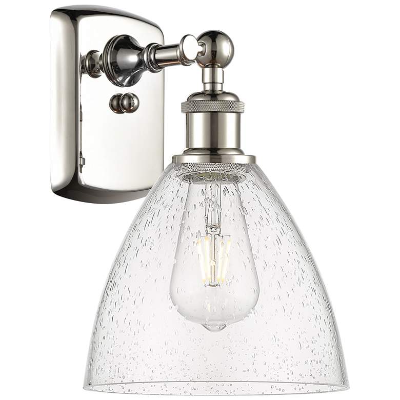 Image 1 Bristol Glass 7.5" 8" Incandescent Sconce - Nickel Finish - Seedy
