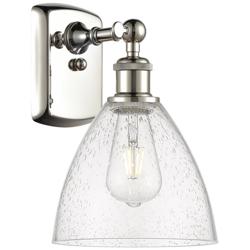 Bristol Glass 7.5" 8" Incandescent Sconce - Nickel Finish - Seedy