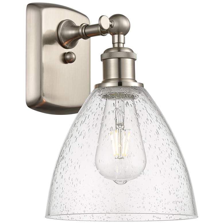 Image 1 Bristol Glass 7.5" 8" Incandescent Sconce - Nickel Finish - Seedy