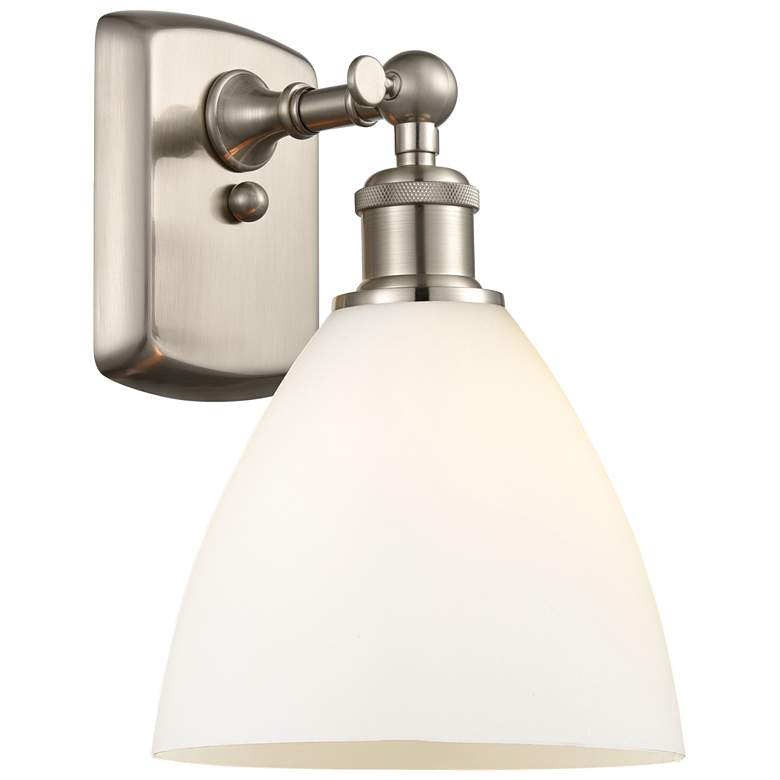 Image 1 Bristol Glass 7.5" 8" Incandescent Sconce - Nickel Finish - White
