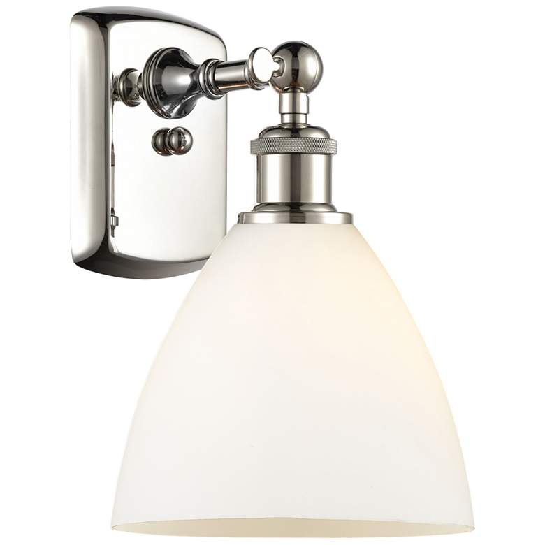 Image 1 Bristol Glass 7.5" 8" Incandescent Sconce - Nickel Finish - White