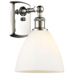 Bristol Glass 7.5" 8" Incandescent Sconce - Nickel Finish - White
