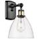 Bristol Glass 7.5" 8" LED Sconce - Black Brass Finish - Clear Sha