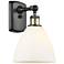 Bristol Glass 7.5" 8" LED Sconce - Black Brass Finish - Matte Whi