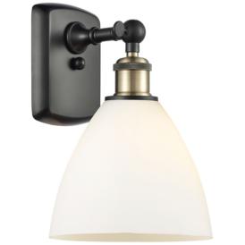Bristol Glass 7.5" 8" LED Sconce - Black Brass Finish - Matte Whi Bristol Glass 7.5" 8" LED Sconce - Black Brass Finish - Matte Whi