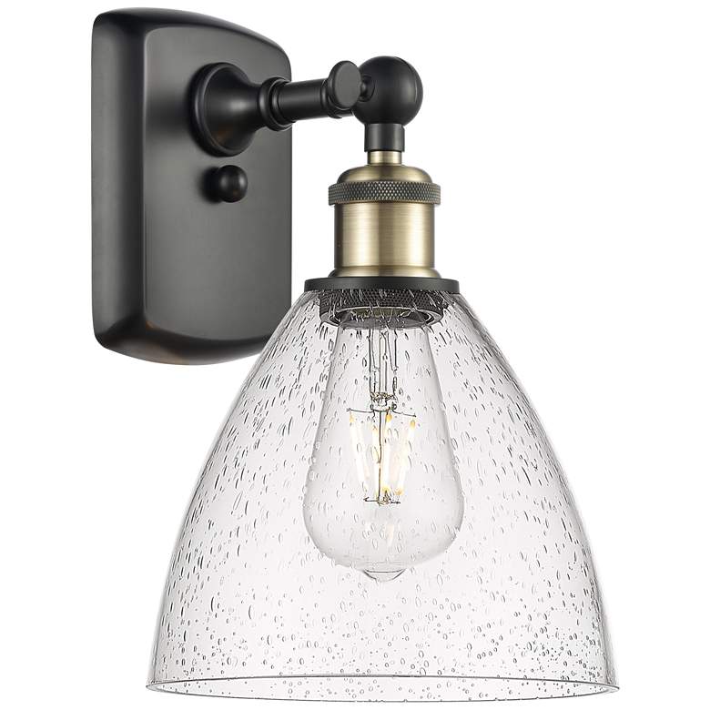 Image 1 Bristol Glass 7.5" 8" LED Sconce - Black Brass Finish - Seedy Sha