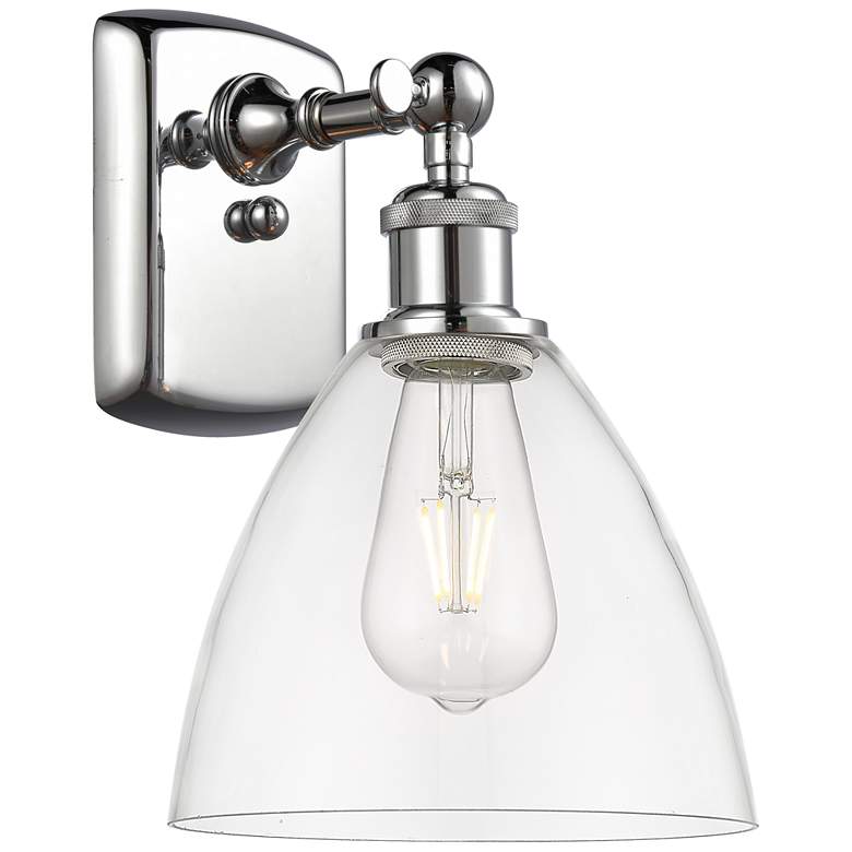 Image 1 Bristol Glass 7.5" 8" LED Sconce - Chrome Finish - Clear Shade