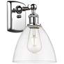 Bristol Glass 7.5" 8" LED Sconce - Chrome Finish - Clear Shade