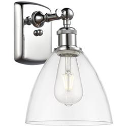 Bristol Glass 7.5" 8" LED Sconce - Chrome Finish - Clear Shade