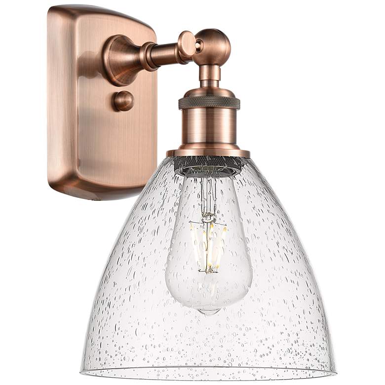Image 1 Bristol Glass 7.5 inch 8 inch LED Sconce - Copper Finish - Seedy Shade