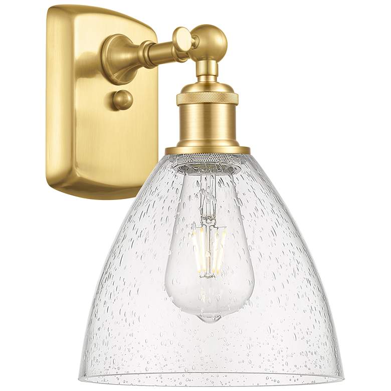 Image 1 Bristol Glass 7.5" 8" LED Sconce - Gold Finish - Seedy Shade