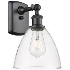 Bristol Glass 7.5" 8" LED Sconce - Matte Black Finish - Clear Sha Bristol Glass 7.5" 8" LED Sconce - Matte Black Finish - Clear Sha