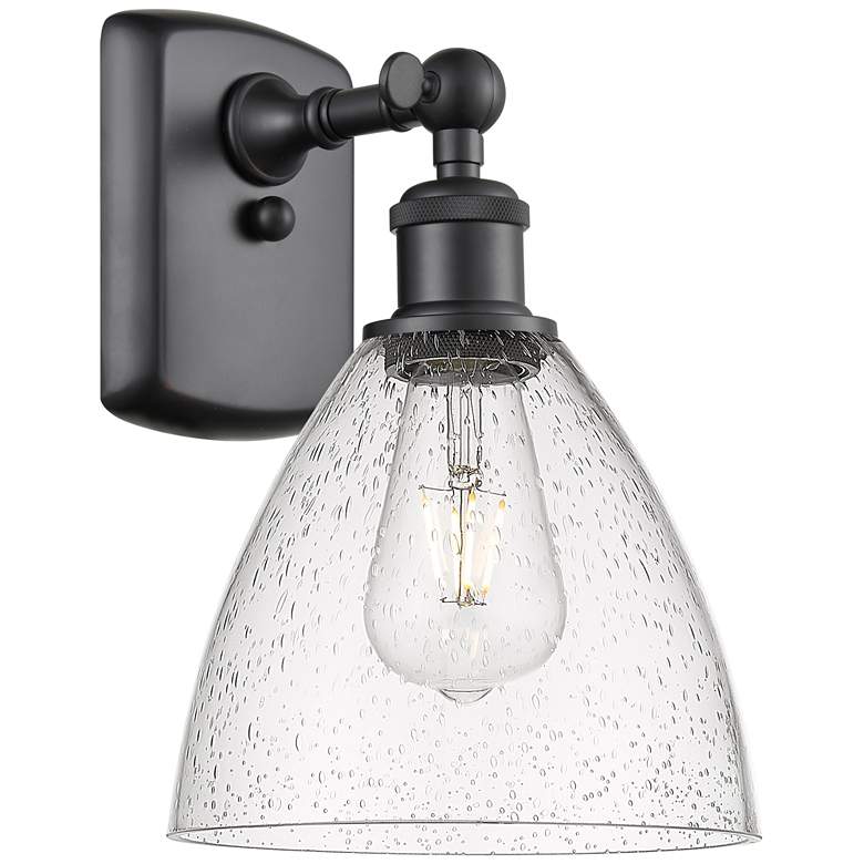 Image 1 Bristol Glass 7.5" 8" LED Sconce - Matte Black Finish - Seedy Sha