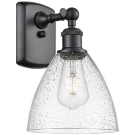 Bristol Glass 7.5" 8" LED Sconce - Matte Black Finish - Seedy Sha Bristol Glass 7.5" 8" LED Sconce - Matte Black Finish - Seedy Sha
