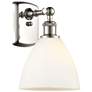 Bristol Glass 7.5" 8" LED Sconce - Nickel Finish - Matte White Sh