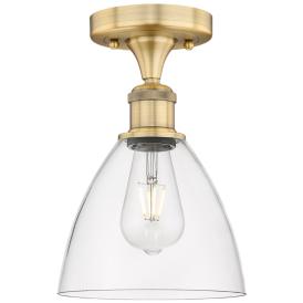 Bristol Glass 7.5"W Brushed Brass Semi.Flush Mount With Clear Glass Sh Bristol Glass 7.5"W Brushed Brass Semi.Flush Mount With Clear Glass Sh