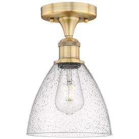 Bristol Glass 7.5"W Brushed Brass Semi.Flush Mount With Seedy Glass Sh Bristol Glass 7.5"W Brushed Brass Semi.Flush Mount With Seedy Glass Sh