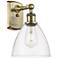 Bristol Glass 8" Antique Brass LED Sconce With Clear Shade