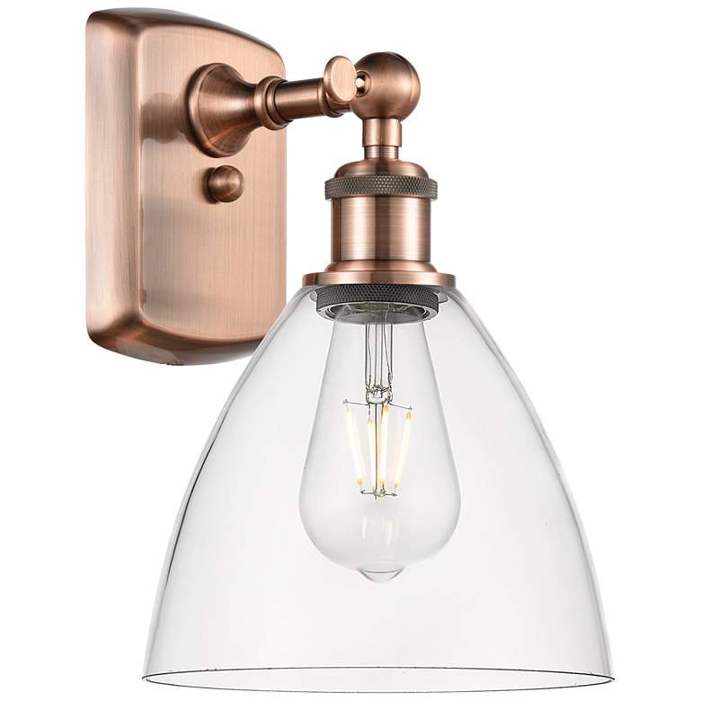 Image 1 Bristol Glass 8" Antique Copper LED Sconce With Clear Shade