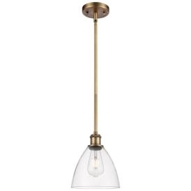 Bristol Glass 8" LED Mini Pendant - Brushed Brass - Clear Shade Bristol Glass 8" LED Mini Pendant - Brushed Brass - Clear Shade
