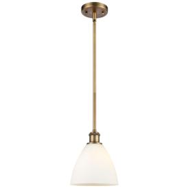 Bristol Glass 8" LED Mini Pendant - Brushed Brass - Matte White Shade Bristol Glass 8" LED Mini Pendant - Brushed Brass - Matte White Shade