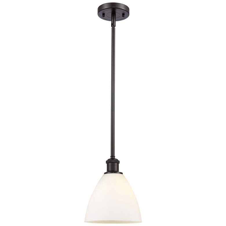 Image 1 Bristol Glass 8" LED Mini Pendant - Oil Rubbed Bronze - Matte White Sh