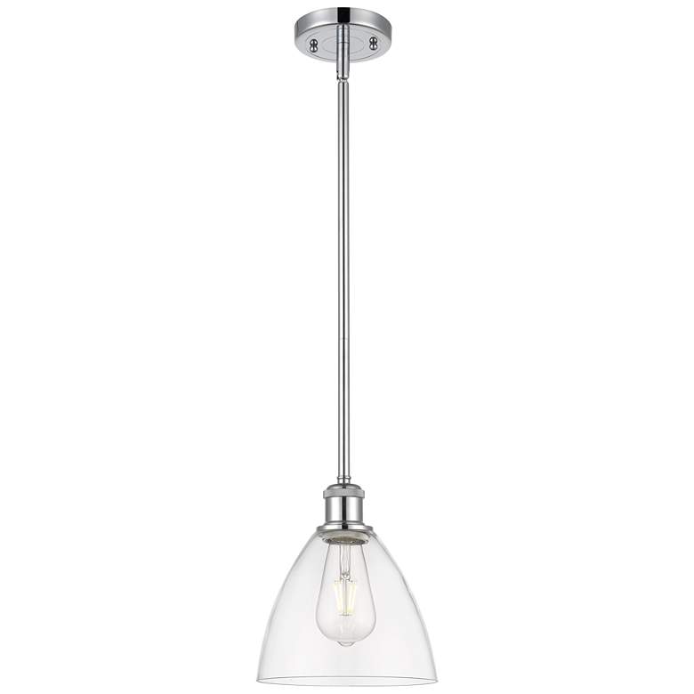 Image 1 Bristol Glass 8" LED Mini Pendant - Polished Chrome - Clear Shade