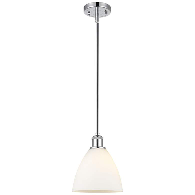 Image 1 Bristol Glass 8" LED Mini Pendant - Polished Chrome - Matte White Shad