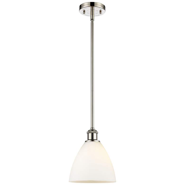 Image 1 Bristol Glass 8" LED Mini Pendant - Polished Nickel - Matte White Shad