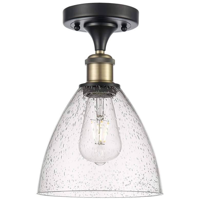 Image 1 Bristol Glass 8" LED Semi-Flush Mount - Black Antique Brass - Seedy S