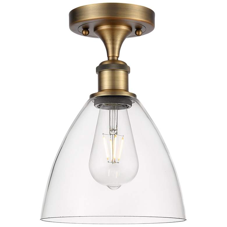 Image 1 Bristol Glass 8" LED Semi-Flush Mount - Brushed Brass - Clear Shade
