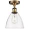 Bristol Glass 8" LED Semi-Flush Mount - Brushed Brass - Clear Shade