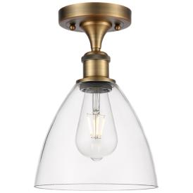 Bristol Glass  8" LED Semi-Flush Mount - Brushed Brass - Clear Shade Bristol Glass  8" LED Semi-Flush Mount - Brushed Brass - Clear Shade