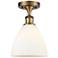 Bristol Glass 8" LED Semi-Flush Mount - Brushed Brass - Matte White S
