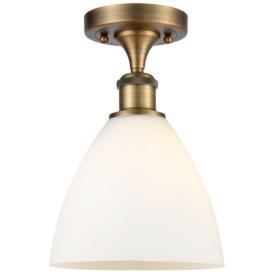 Bristol Glass  8" LED Semi-Flush Mount - Brushed Brass - Matte White S Bristol Glass  8" LED Semi-Flush Mount - Brushed Brass - Matte White S