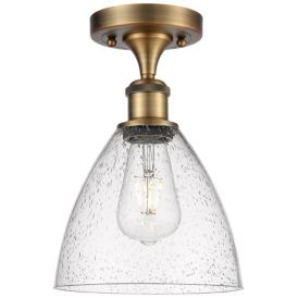 Bristol Glass  8" LED Semi-Flush Mount - Brushed Brass - Seedy Shade Bristol Glass  8" LED Semi-Flush Mount - Brushed Brass - Seedy Shade