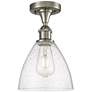 Bristol Glass  8" LED Semi-Flush Mount - Brushed Satin Nickel - Seedy