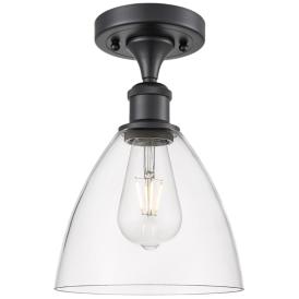 Bristol Glass  8" LED Semi-Flush Mount - Matte Black - Clear Shade Bristol Glass  8" LED Semi-Flush Mount - Matte Black - Clear Shade