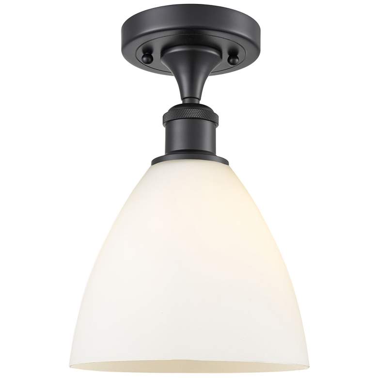 Image 1 Bristol Glass 8" LED Semi-Flush Mount - Matte Black - Matte White Sha