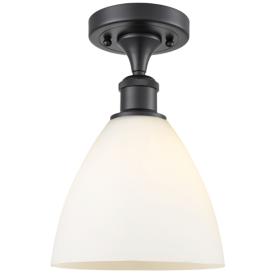 Bristol Glass  8" LED Semi-Flush Mount - Matte Black - Matte White Sha Bristol Glass  8" LED Semi-Flush Mount - Matte Black - Matte White Sha