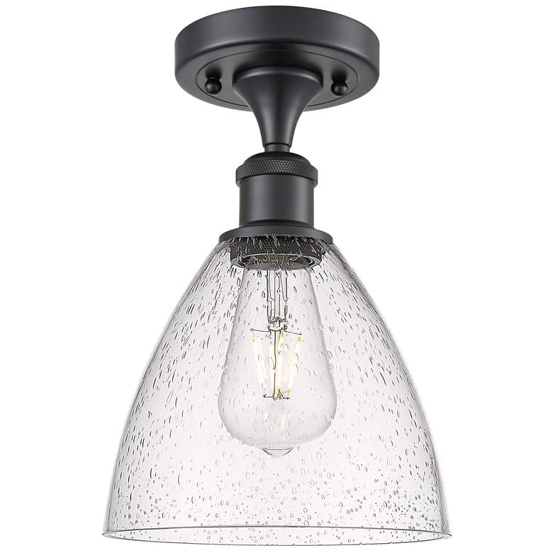 Image 1 Bristol Glass 8" LED Semi-Flush Mount - Matte Black - Seedy Shade