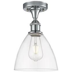 Bristol Glass  8" LED Semi-Flush Mount - Polished Chrome - Clear Shade