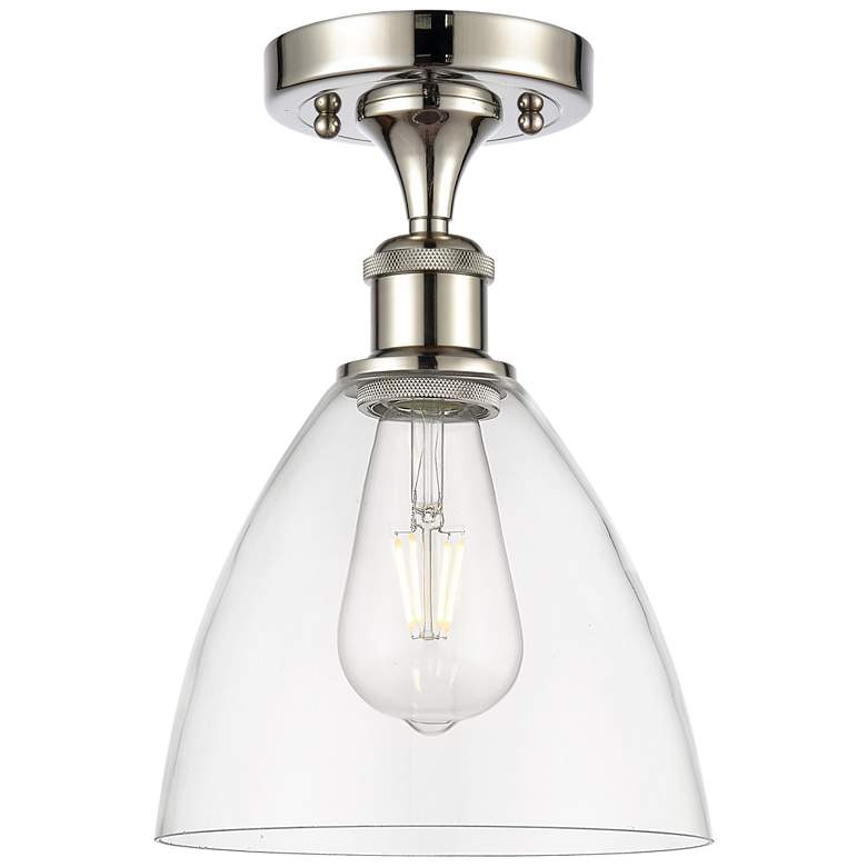 Image 1 Bristol Glass 8" LED Semi-Flush Mount - Polished Nickel - Clear Shade