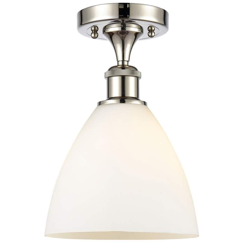 Image 1 Bristol Glass 8" LED Semi-Flush Mount - Polished Nickel - Matte White