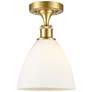 Bristol Glass  8" LED Semi-Flush Mount - Satin Gold - Matte White Shad