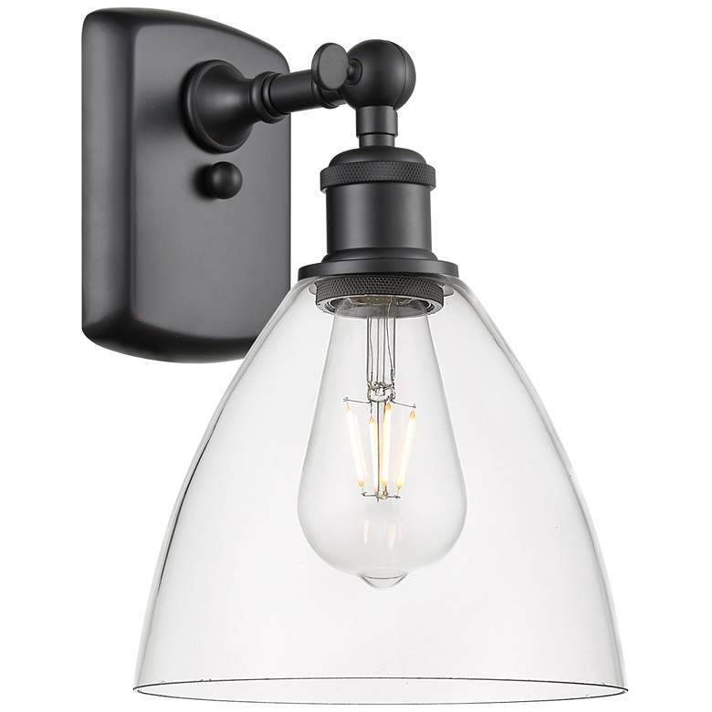Image 1 Bristol Glass 8" Matte Black Sconce With Clear Shade